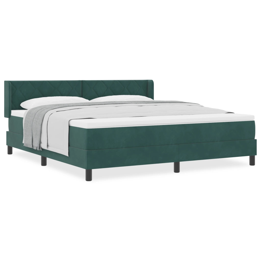 Letto con Contenitore e Materasso Verde Scuro 180x200 cm Velluto
