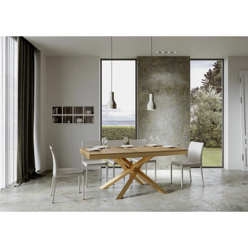 Tavolo allungabile 90x160/264 cm Volantis Evolution telaio Oro - Noce