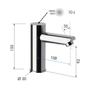 Rubinetto tondo a temporizzazione elettronica 10s - serie tempor