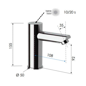 Rubinetto a temporizzazione elettronica piezoelettrico - serie tempor