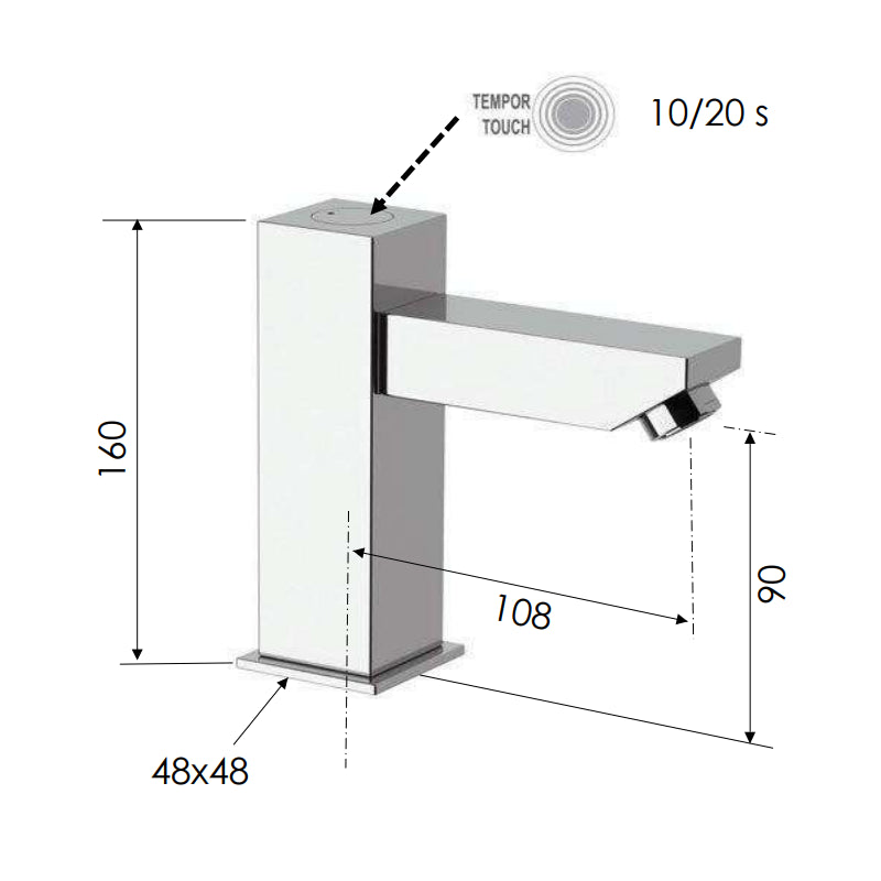 Rubinetto a temporizzazione elettronica 2 tempi - serie tempor
