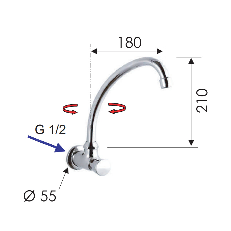 Rubinetto frontale temporizzato - serie tempor