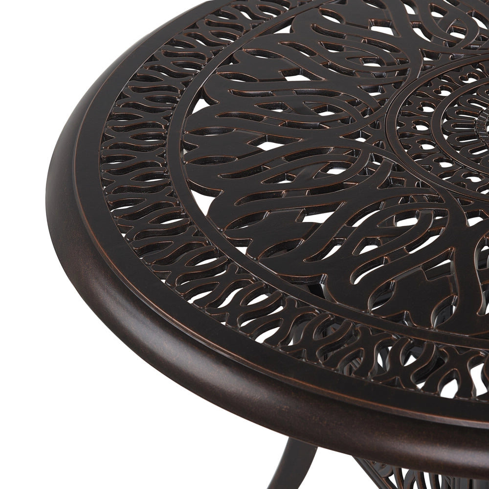 Set da pranzo da giardino Tavolo da esterno in alluminio marrone 4 sedie Cuscino per sedile in poliestere
