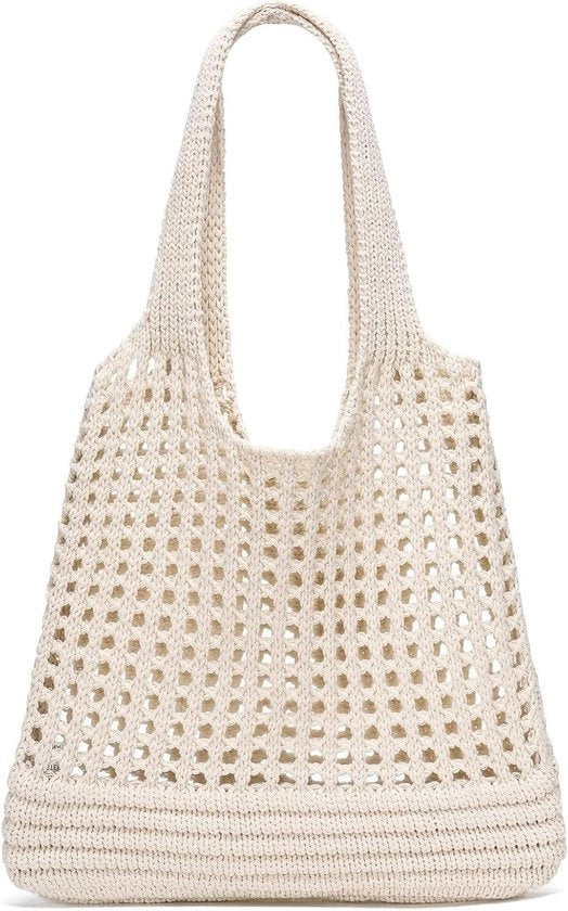 Borsa da spiaggia per donne | Intrecciata e ricamata | Tasca estiva | Grande borsa a spalla