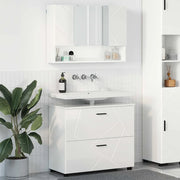Set di mobili per il bagno con cassetto 2 pcs Bianco Lucido 3393017