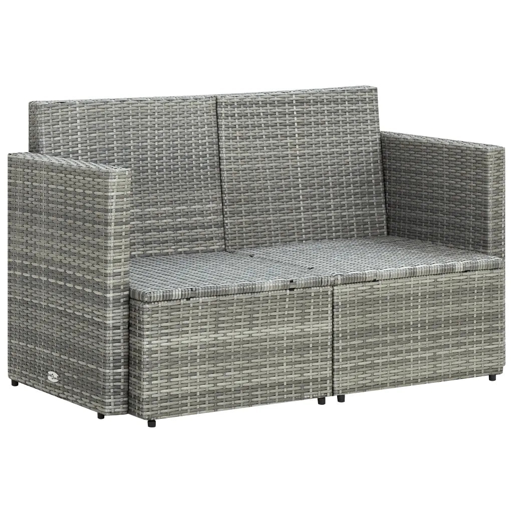 Divano da Giardino a 2 Posti con Cuscini Grigio in Polyrattan 45783