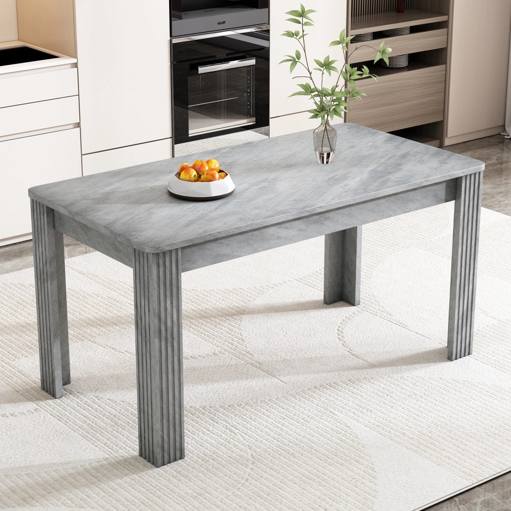Tavolo da pranzo rettangolare con 4 gambe stabili, effetto venatura legno, in truciolato, grigio