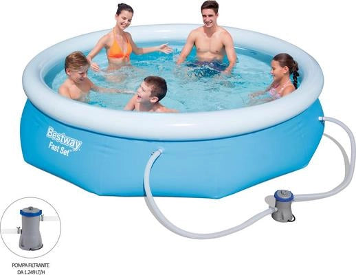 PISCINA GONFIABILE 305 X 76 CM AUTOPORTANTE FUORI TERRA POMPA FILTRO FAST SET