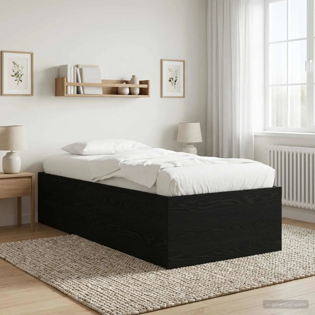 Struttura letto a pavimento Rovere Nero 80 x 200 cm 3429539