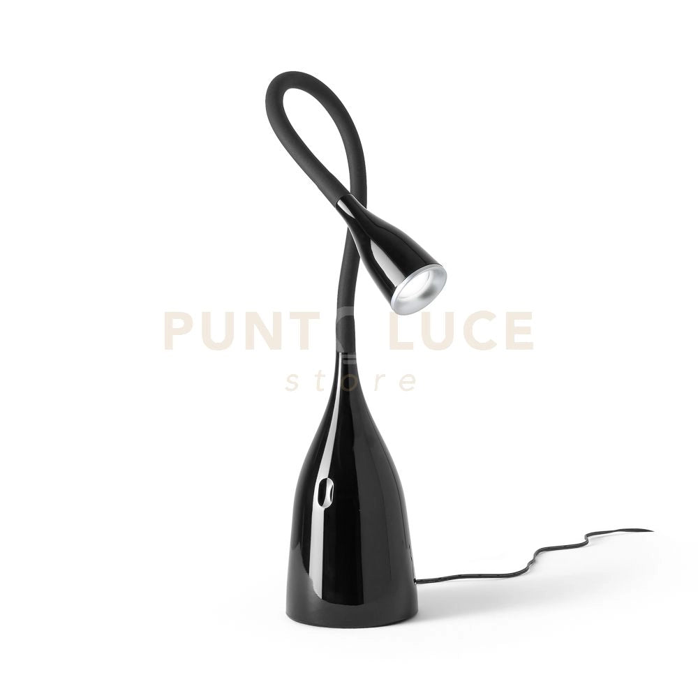 GLS022- LAMPADA DA TAVOLO NERO LUCIDO FLESSIBILE CON BRACCIO IN SILICONE DIMMERABILE 3000K 350LM 5W
