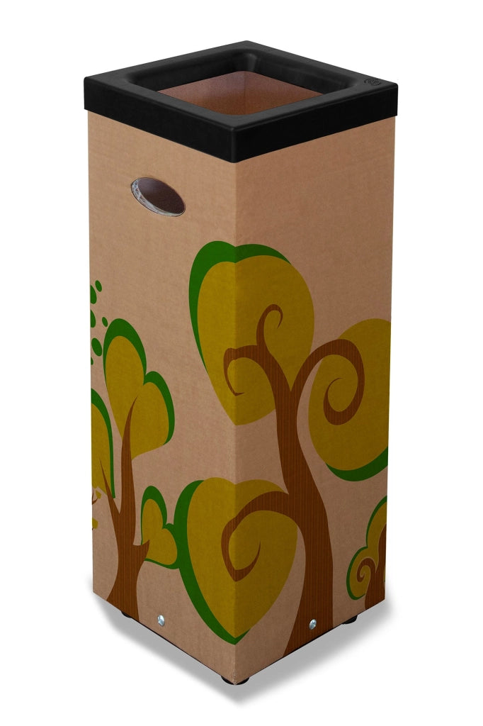 Pattumiera Per Raccolta Rifiuti 28x28xh70 cm in Cartone Con Stampa Grafica G2 Beige