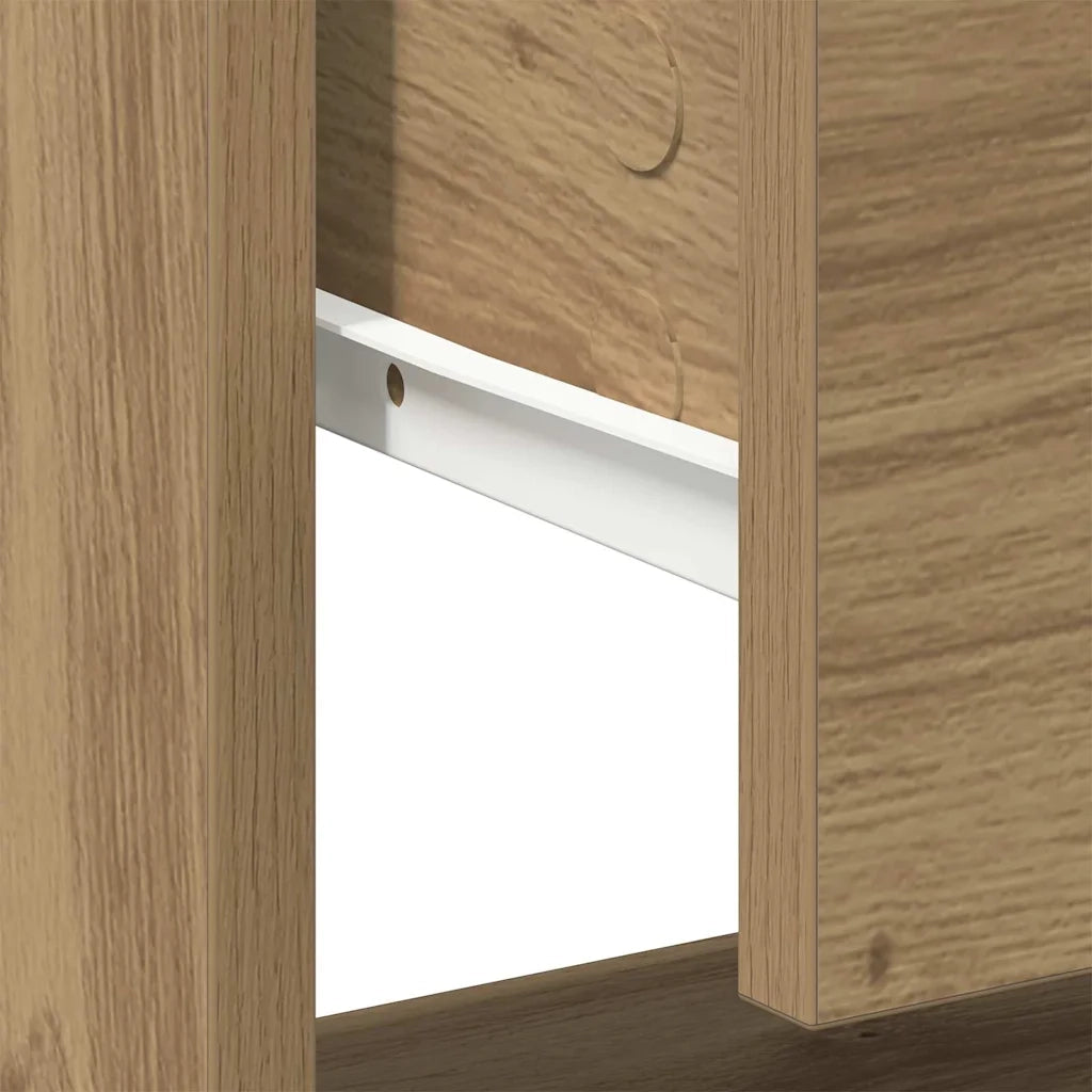 Comodino | Armadio da Notte | Mobiletto da notte Rovere artigianale 45 x 34 x 44 cm Legno multistrato
