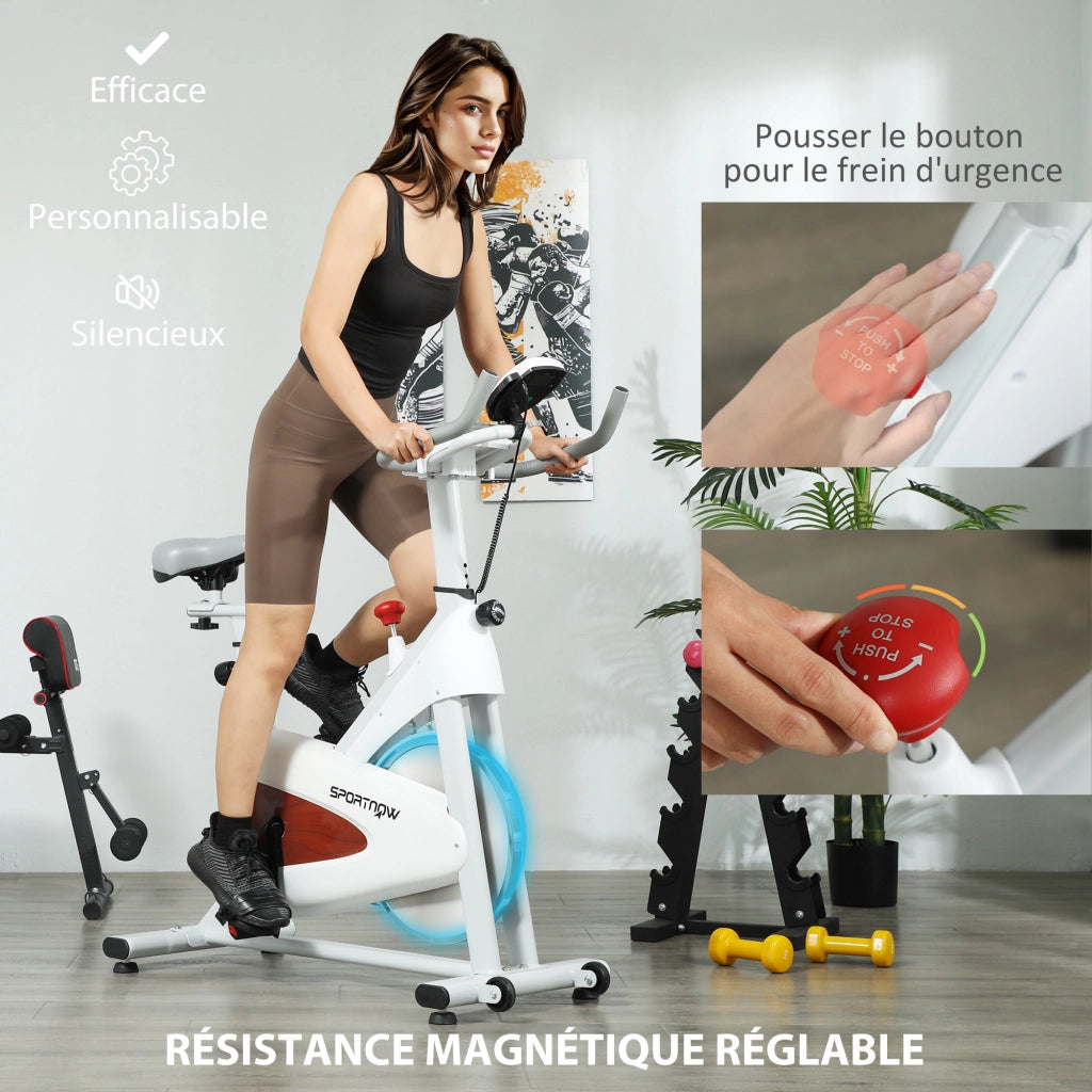 Bicicletta ellittica ¨C zephmum ¨C bianco con sella e resistenza regolabili, monitor LCD, supporto tablet