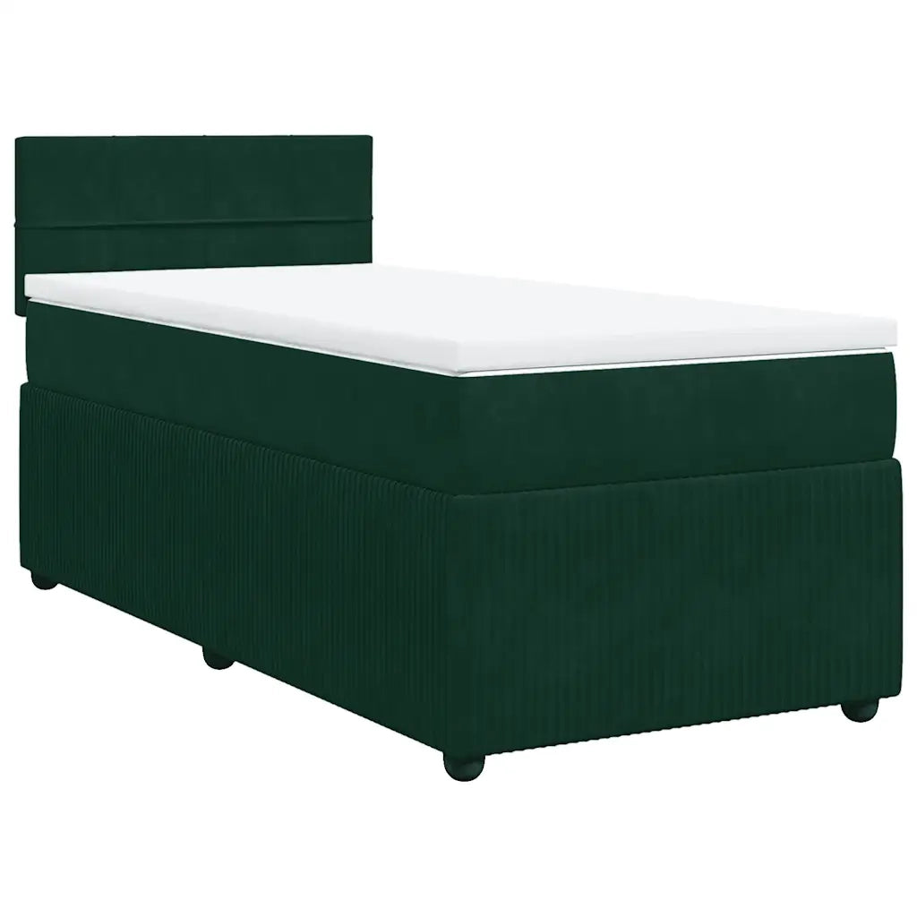 Giroletto a Molle con Materasso Verde Scuro 100x200 cm Velluto