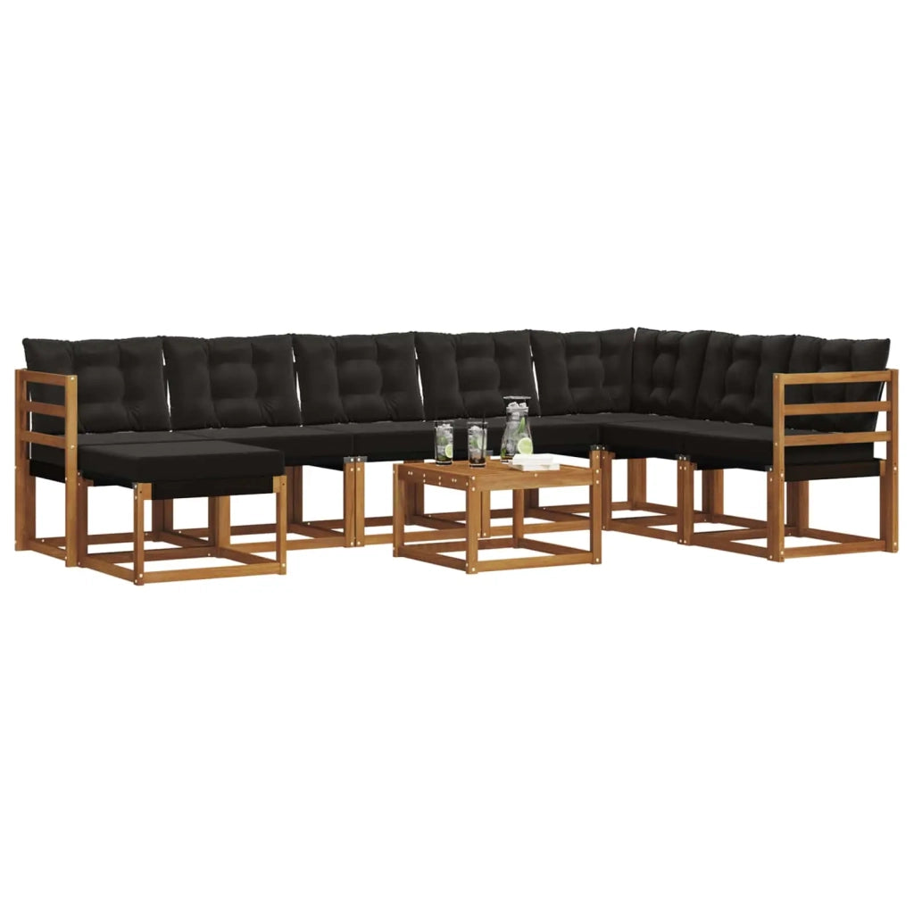 Set di divani da esterno con cuscino 9 pcs Naturale e Nero 3368967