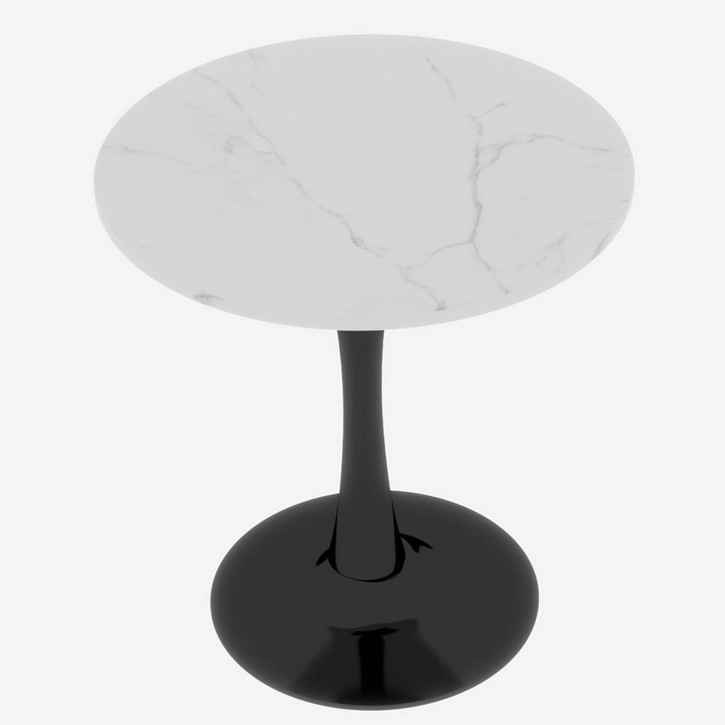 Tavolino da Caff¨¨ Rotondo ¨C MINIMAL ¨C Piano Effetto Marmo Bianco, Design Moderno, ?70 cm