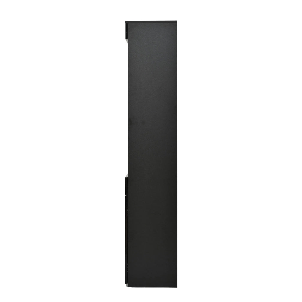 Vetrina con 2 ante; 1 cassetto e ripiani; illuminazione LED; per soggiorno; 70 x 35 x 180 cm; nera