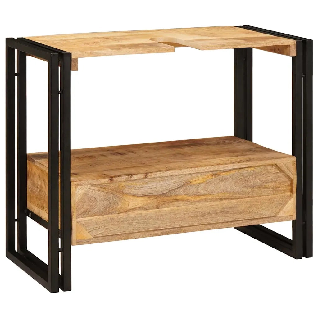 Mobile sottolavabo con cassetto-Armadietto da bagno Legno massello di mango e ferro