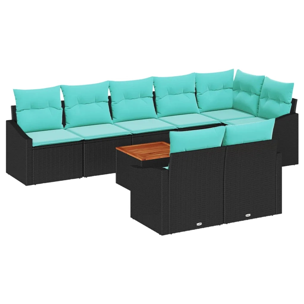 Set Divano da Giardino con cuscino 9 pcs Nero polyrattan 3347851