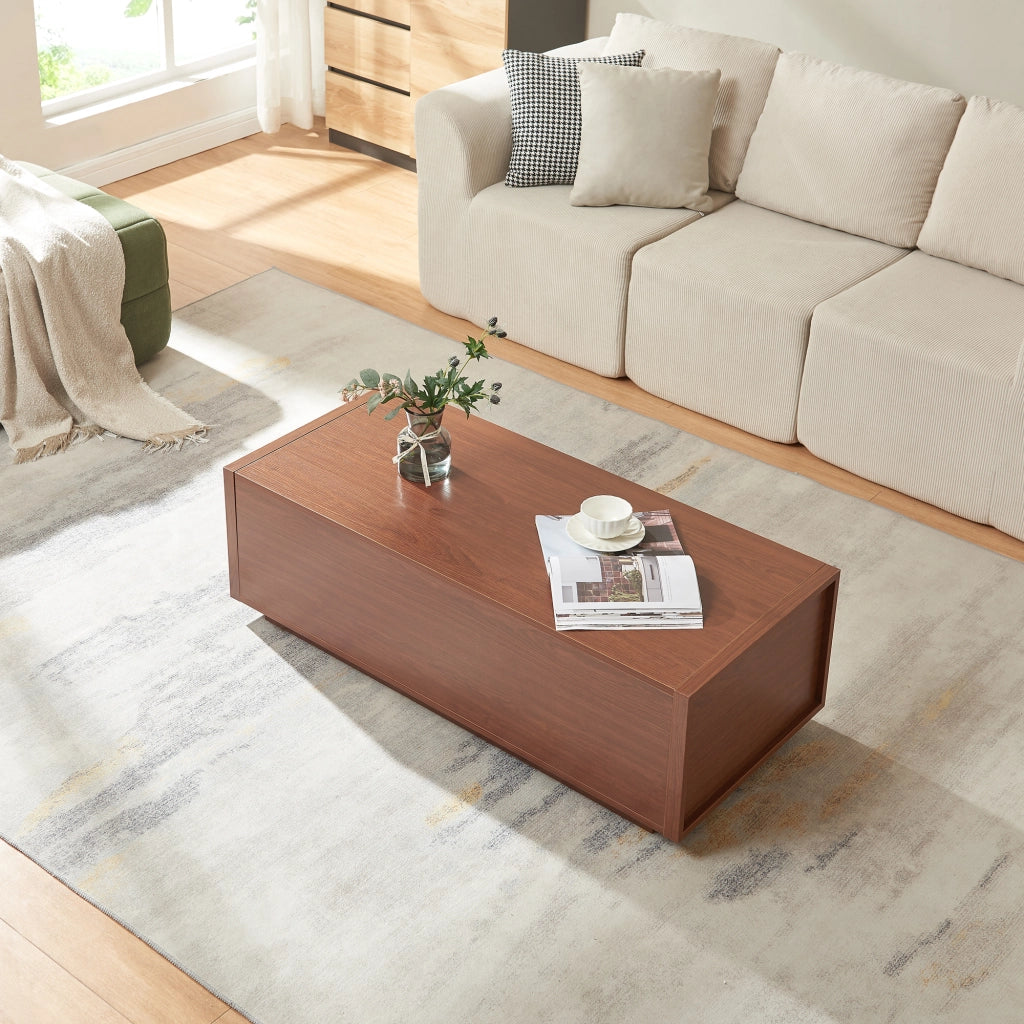 Tavolino Rettangolare Turur da Salotto con 2 Cassetti 104 x 50 x 40 cm - Effetto Noce [en.casa]