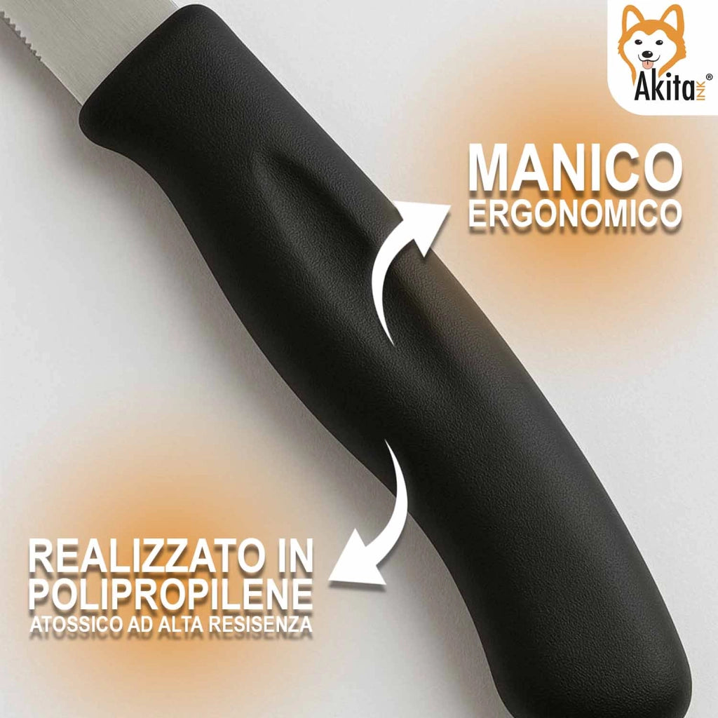 Akitaink Set 6 Coltelli da Bistecca con Lama Dentata