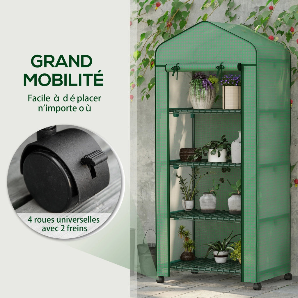 Serra da giardino balcone 4 livelli ¨C zephmum ¨C verde 69x50x165 cm
