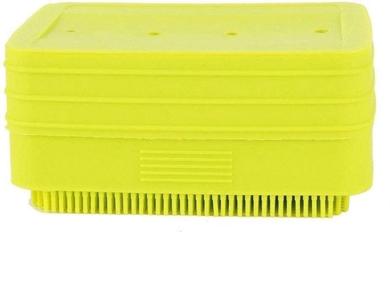Spazzola per pulizia multifunzionale - Dispensatore di sapone - Contenitore di sapone - Orecchiette in silicone - Sostenibile - Fessure di scarico