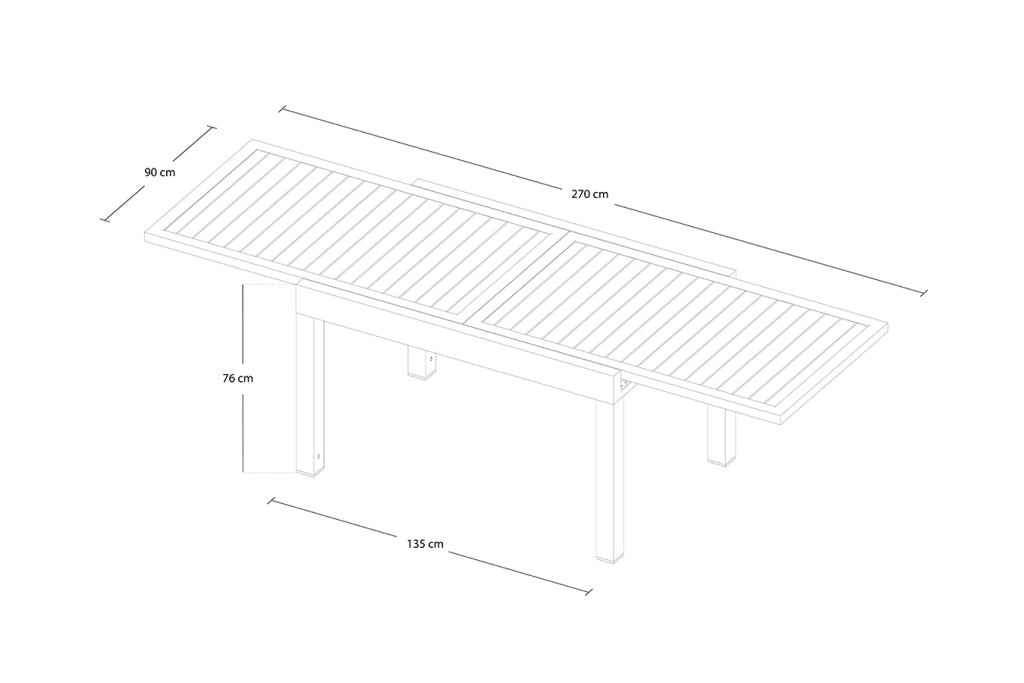 Tavolo da giardino allungabile grigio antracite 135/270 x 90 cm - Ares - TA05ARME