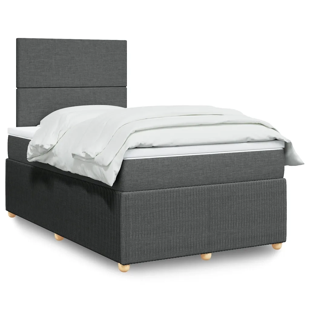 Giroletto a Molle con Materasso Grigio Scuro 120x200 cm Tessuto