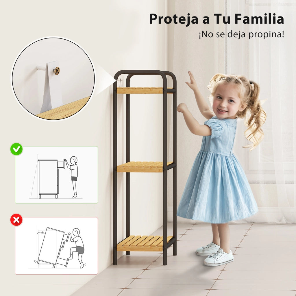 Scaffale Bagno Bamb¨´ 3 Ripiani ¨C Xylo ¨C Struttura Acciaio Naturale 41,5x21,5x77,5 cm