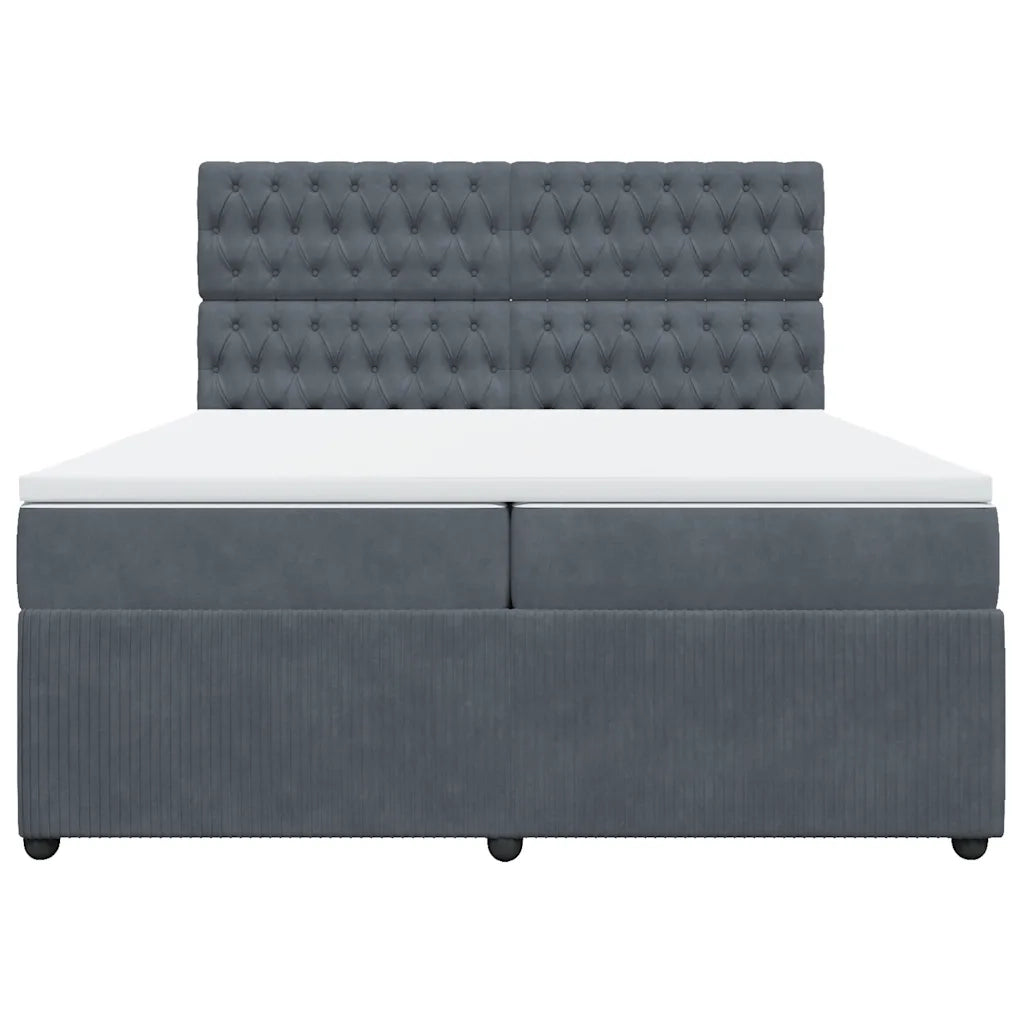 Giroletto a Molle con Materasso Grigio Scuro 200x200 cm Velluto