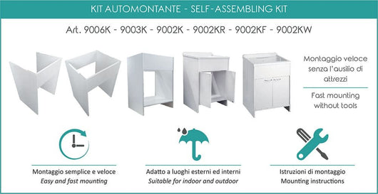 Lavatoio in kit compact 60x60, a serrandina, bianco cr4007k
