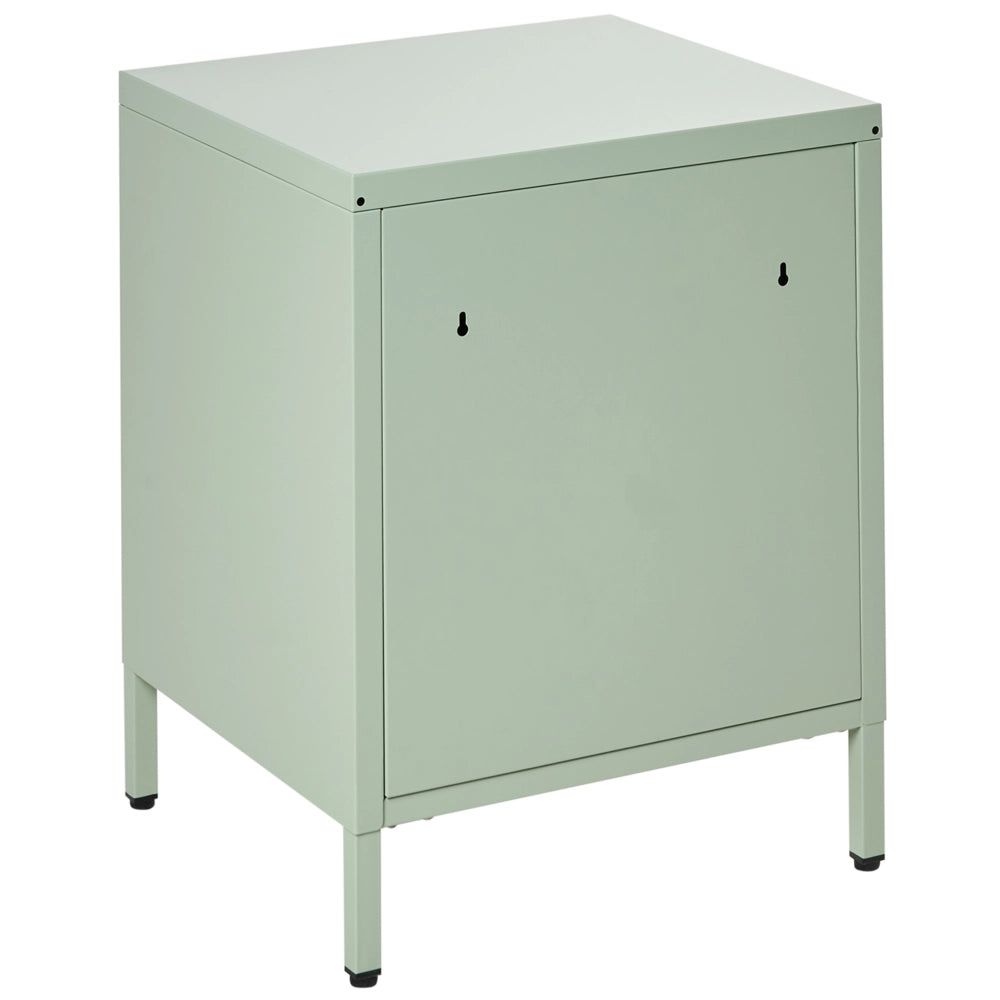 Comodino in Acciaio Verde menta Design Industriale 2 Cassetti Camera da Letto Mobili Contenitori