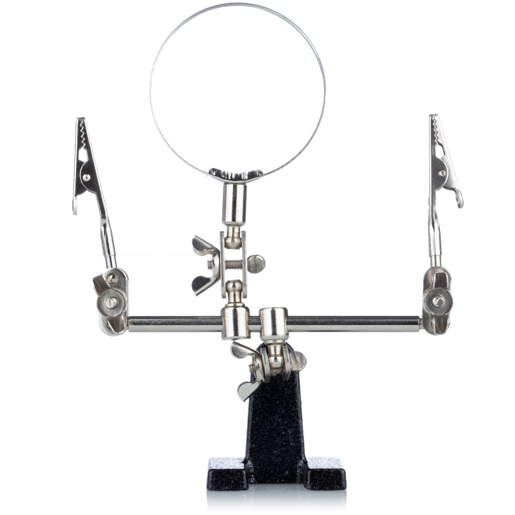 Supporto Terza Mano con Lente d'Ingrandimento – Lente 65 mm x2,5 | Base Stabile, Pinze Regolabili