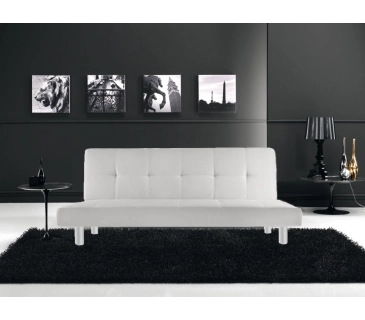 Divano letto 3 posti, reclinabile in ecopelle bianco 180x92cm Sicorage Soffy