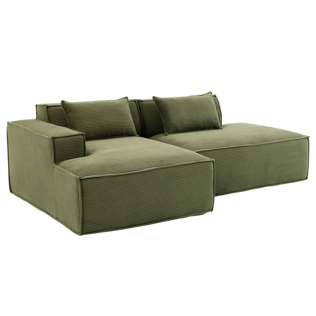 Divano 235 cm verde in poliestere imbottito; seduta elastica