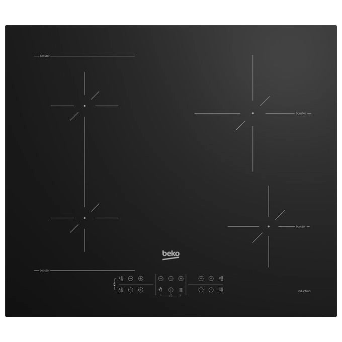 Beko HII64200SFMT piano cottura Nero Da incasso 59 cm Piano cottura a induzione 4 Fornello(i)