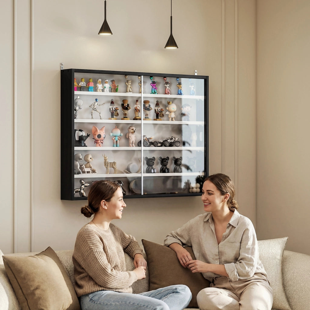 Libreria a muro con ante scorrevoli ¨C zephmum ¨C nero 80x9.5x60 cm