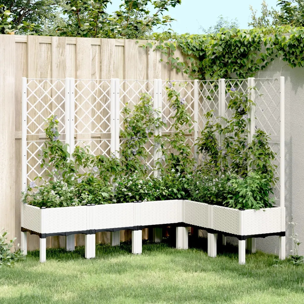 Fioriera | Cassetta per fiori | Vaso da Giardino con Graticcio Bianco 160x120x142 cm in PP