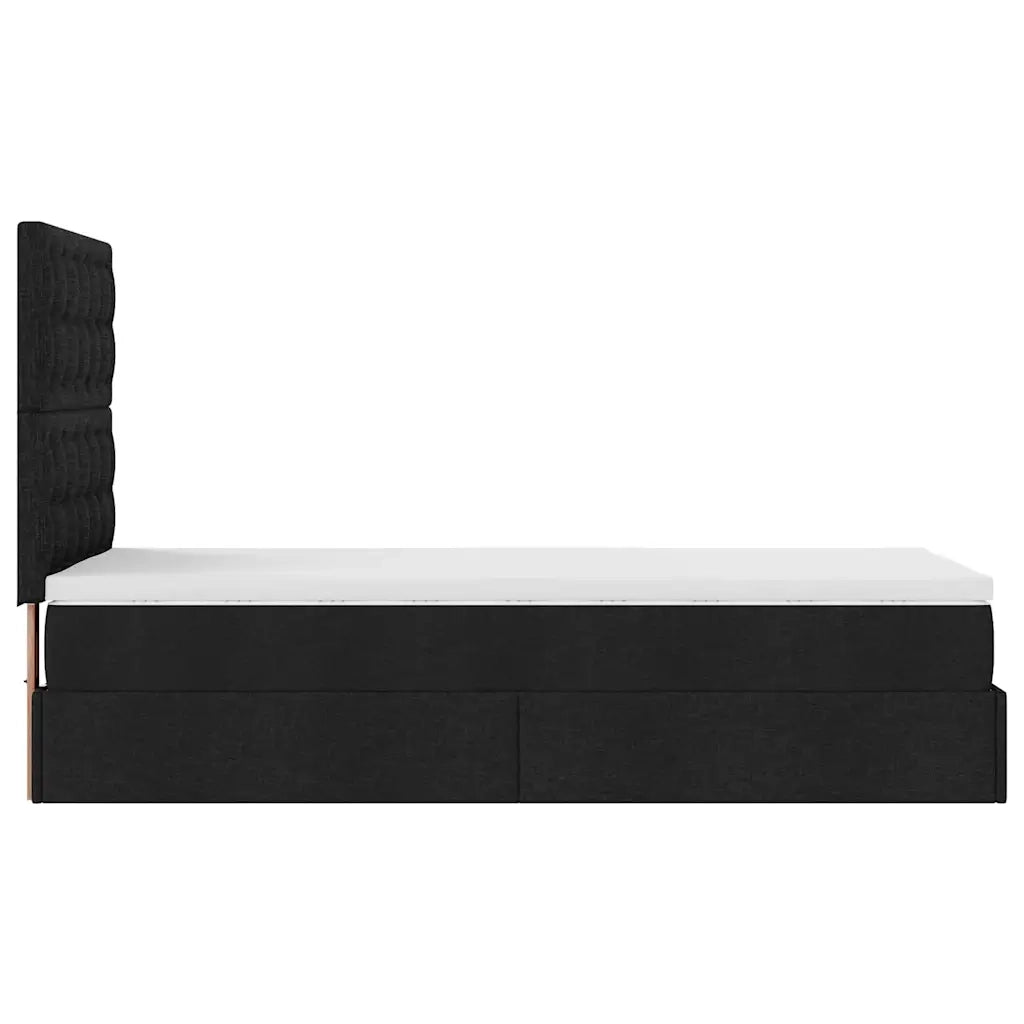 Struttura Letto Pouf con Materasso Nero 90x190 cm in Tessuto 3313287