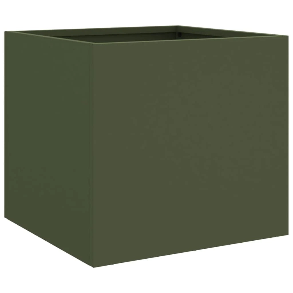 Fioriera rialzata per piante fiori giardino terrazze set da 2 verde oliva 32 x 30 x 29 cm acciaio verde 02_0039080