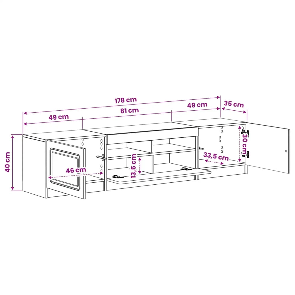 Mobile TV LED a 5 pezzi Rovere Sonoma Legno ingegnerizzato 3417002
