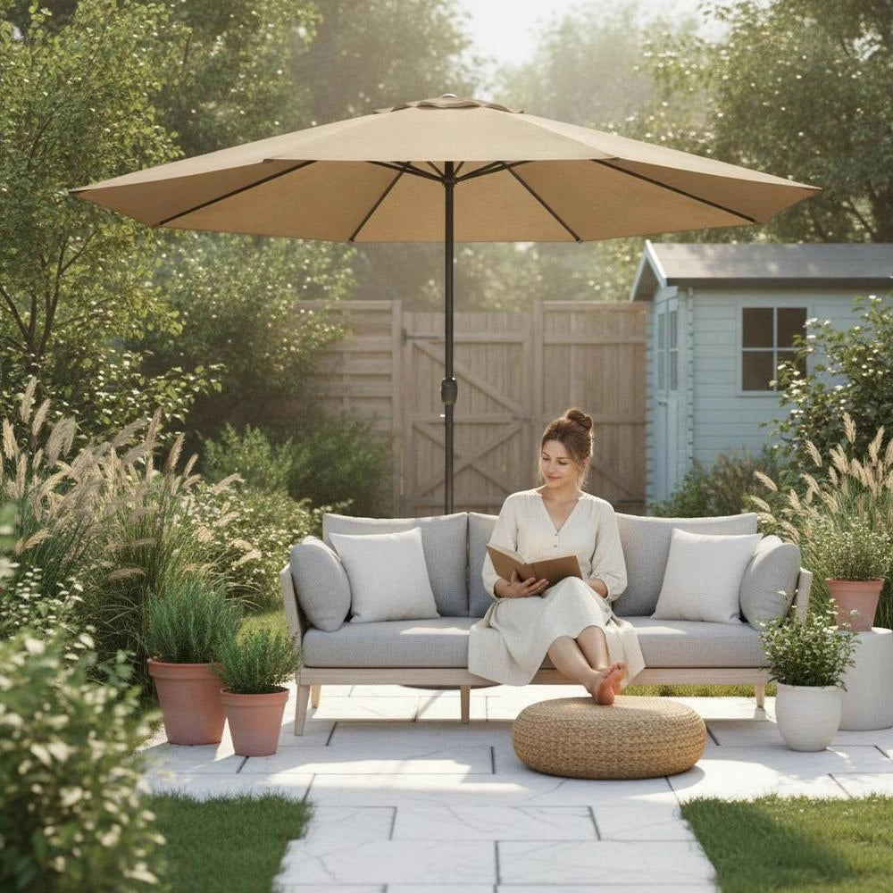 Parasol With Metal Pole 390 Cm Taupe