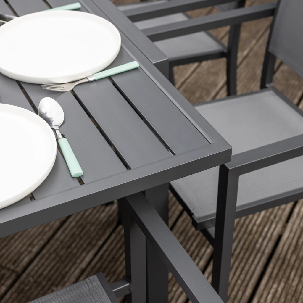 VENEZIASet di mobili da giardino allungabili in textilene grigio 140/200 posti a sedere 10 - alluminio antracite