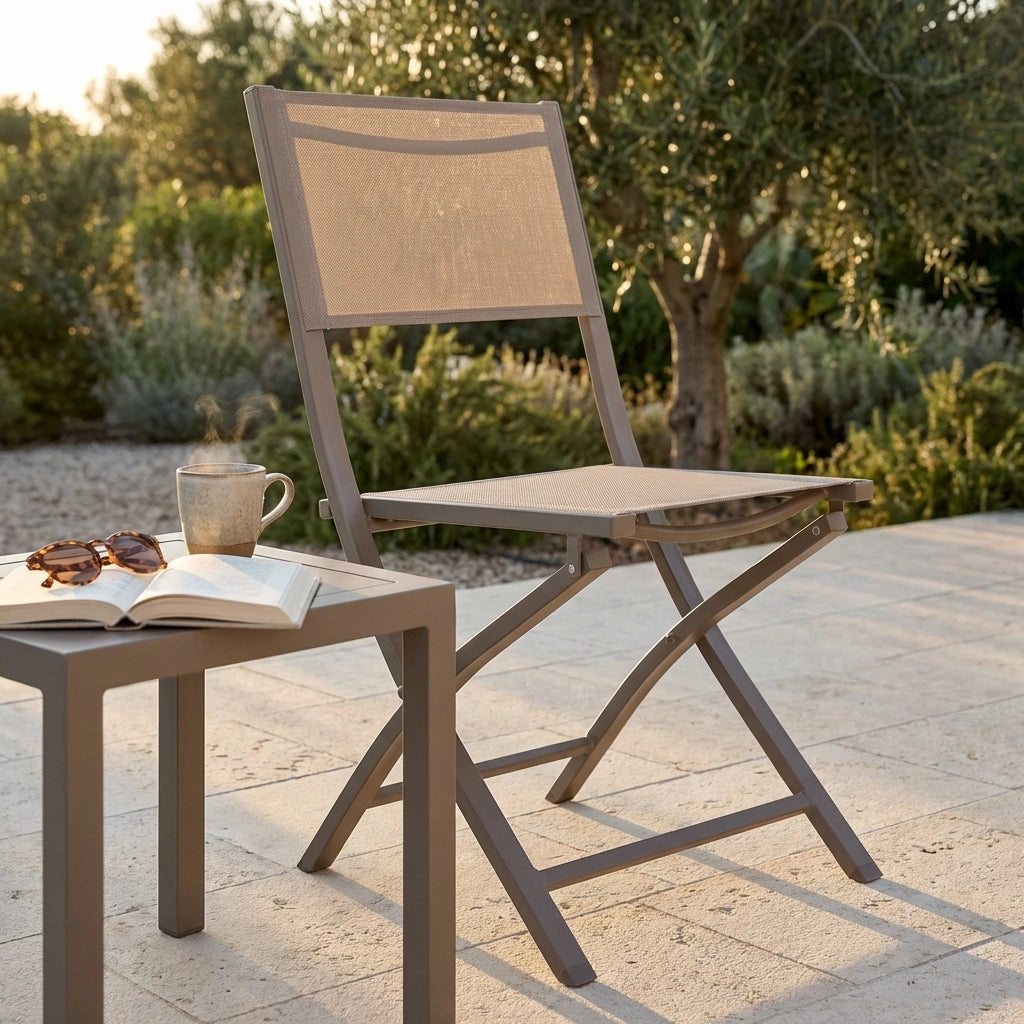 Sedia da Giardino Pieghevole in Alluminio Textilene cm 58x46x85 - JEFF