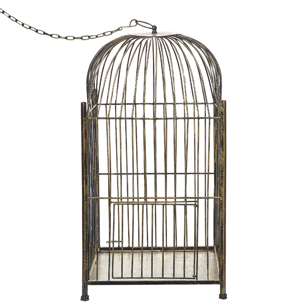 Lanterna decorativa in metallo dorato a forma di gabbia da appendere decorazione moderna