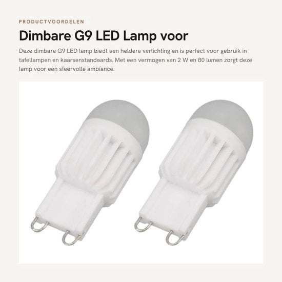 Lampada LED Dimmabile 80 lm - G9 - Sostituzione per 205/306/Z/X/A/BX - 2 Pezzi - Lega di Alluminio - Lunga Durata di Vita