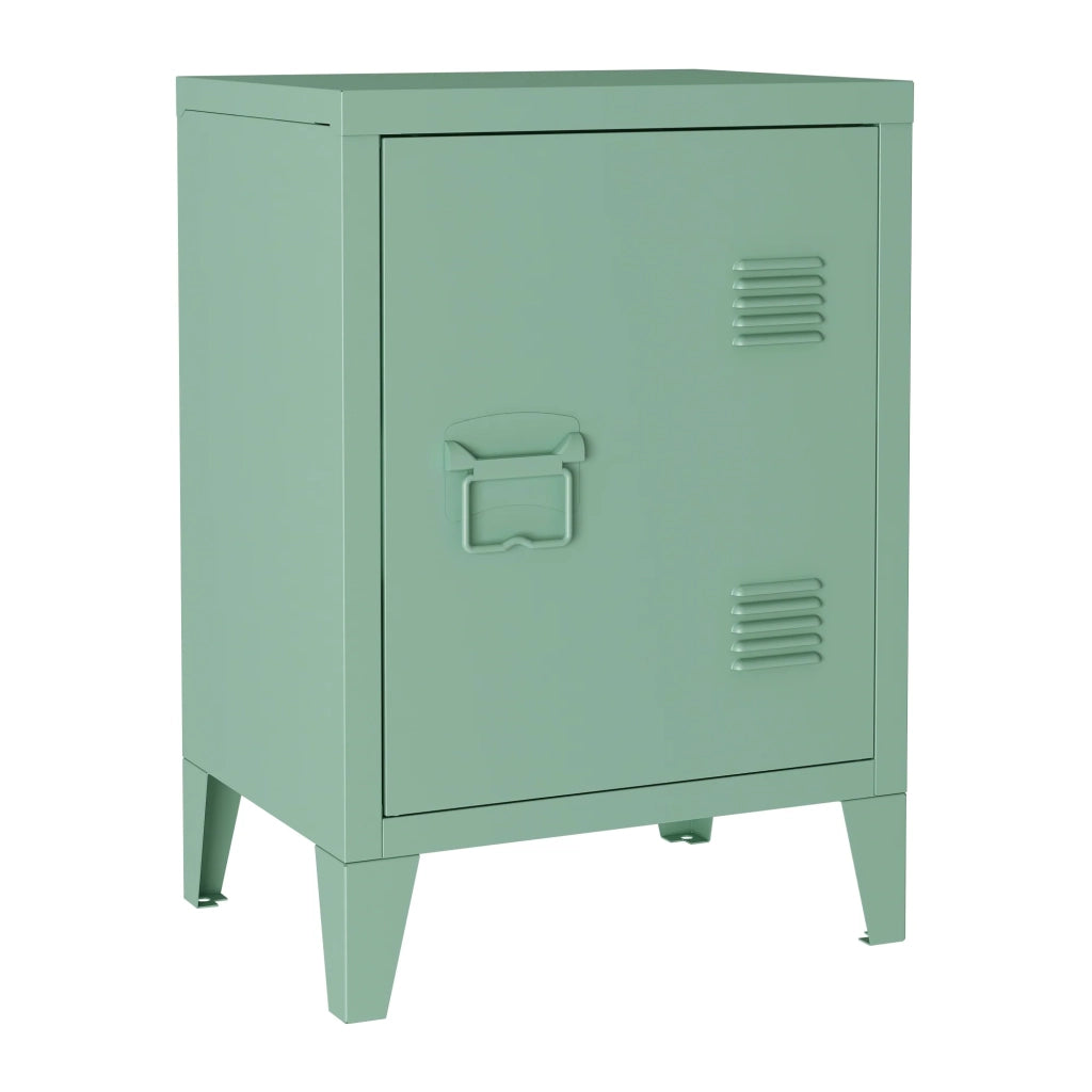 Comodino in acciaio laminato 57 x 40 x 30 cm verde pastello opaco 03_0008685