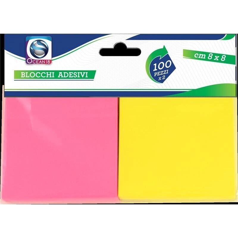 BLOCCHI ADESIVI IN SET DA 100 FOGLI X 2 PACCHI  8 X 8 CM