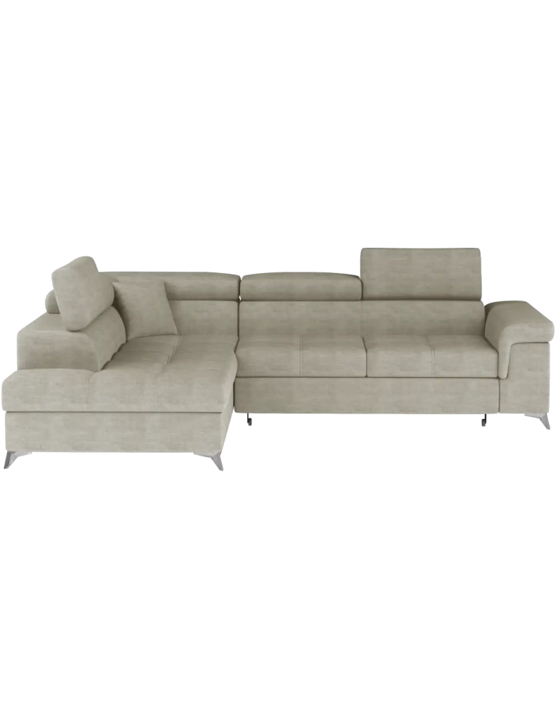 Divano angolare convertibile PALAZZO 4 posti beige – angolo sinistro con vano contenitore